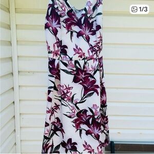 Charlotte Russe Floral Midi Dress - Purple and White Size XL